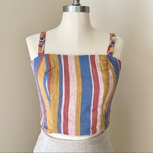 June & Hudson Striped Crop Top with Ruffled Straps